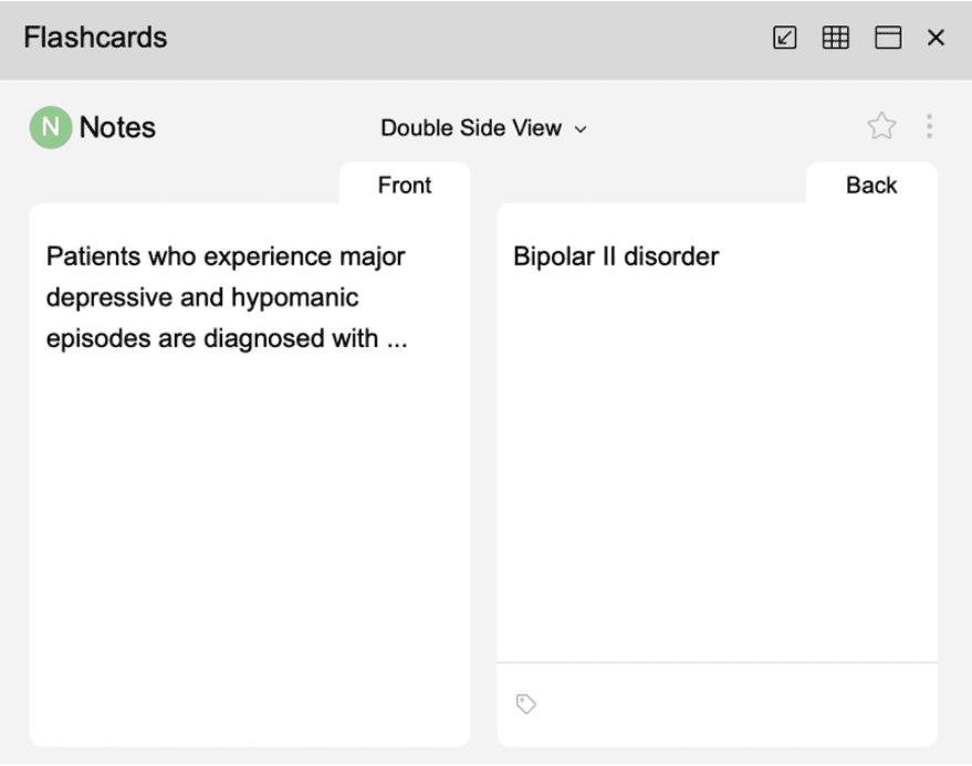 An example of USMLE Step 1 flashcards that can be created from educational objectives on the UWorld platform.